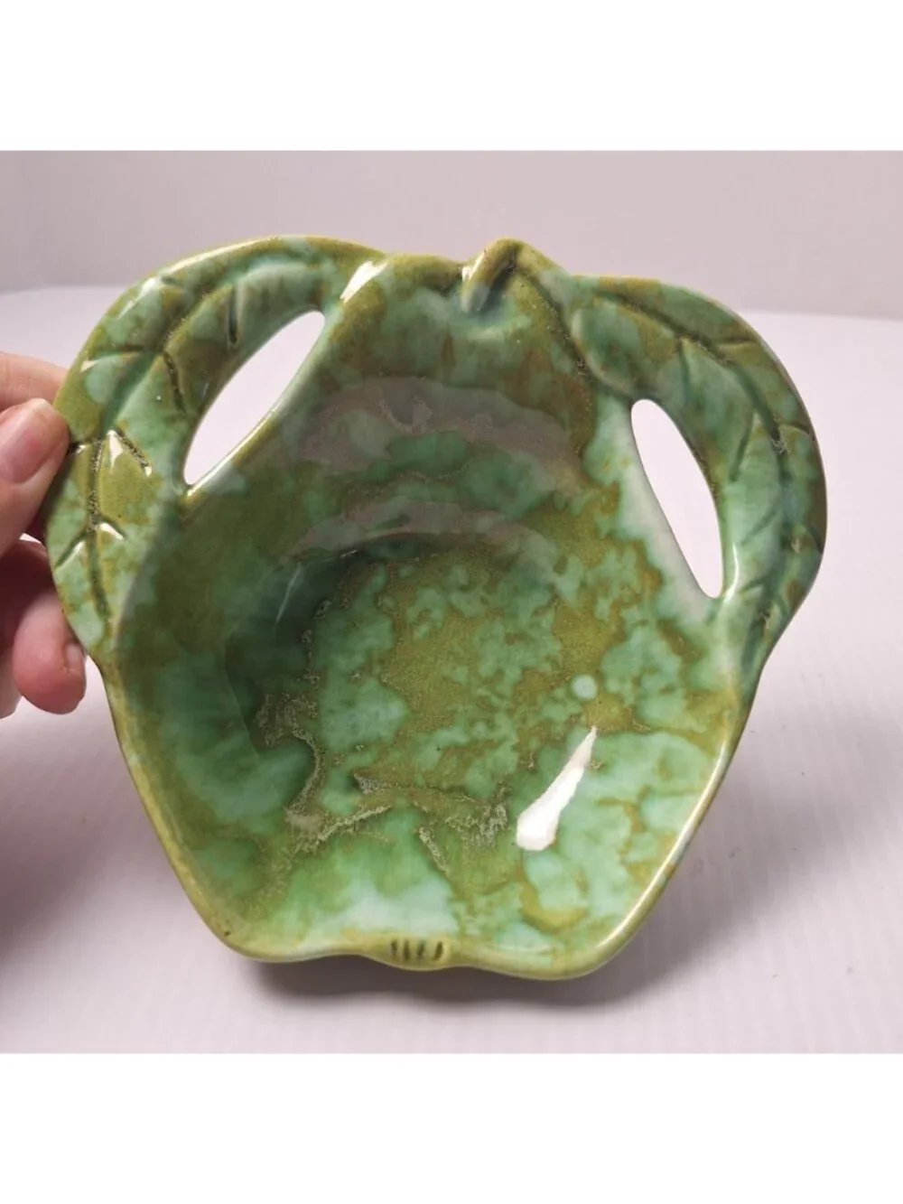 (4) ENCHANTO COMPANY B112 CALIFORNIA USA VINTAGE GREEN GLAZED CERAMIC BOWLS **